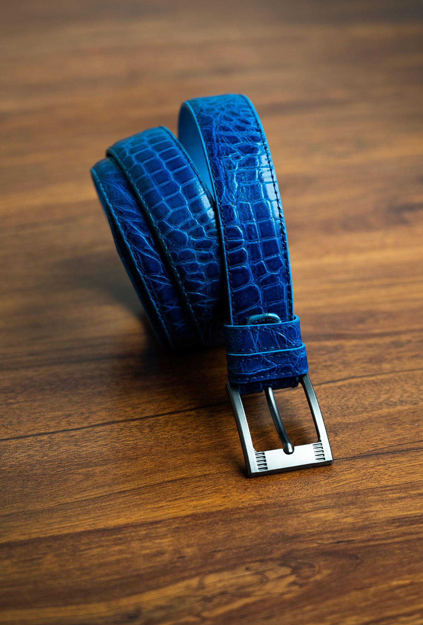 Blue Premium Leather Belt