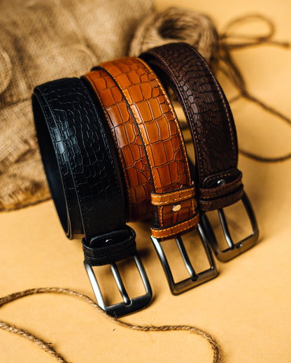 Pack of 3 Stud pure leather premium Belt